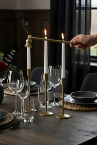 Eskitme Pirinç Rengi Mum Söndürücü Dekoratif Şık